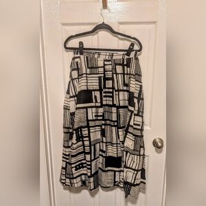 DKNY Black and White Asymmetrical Maxi Skirt